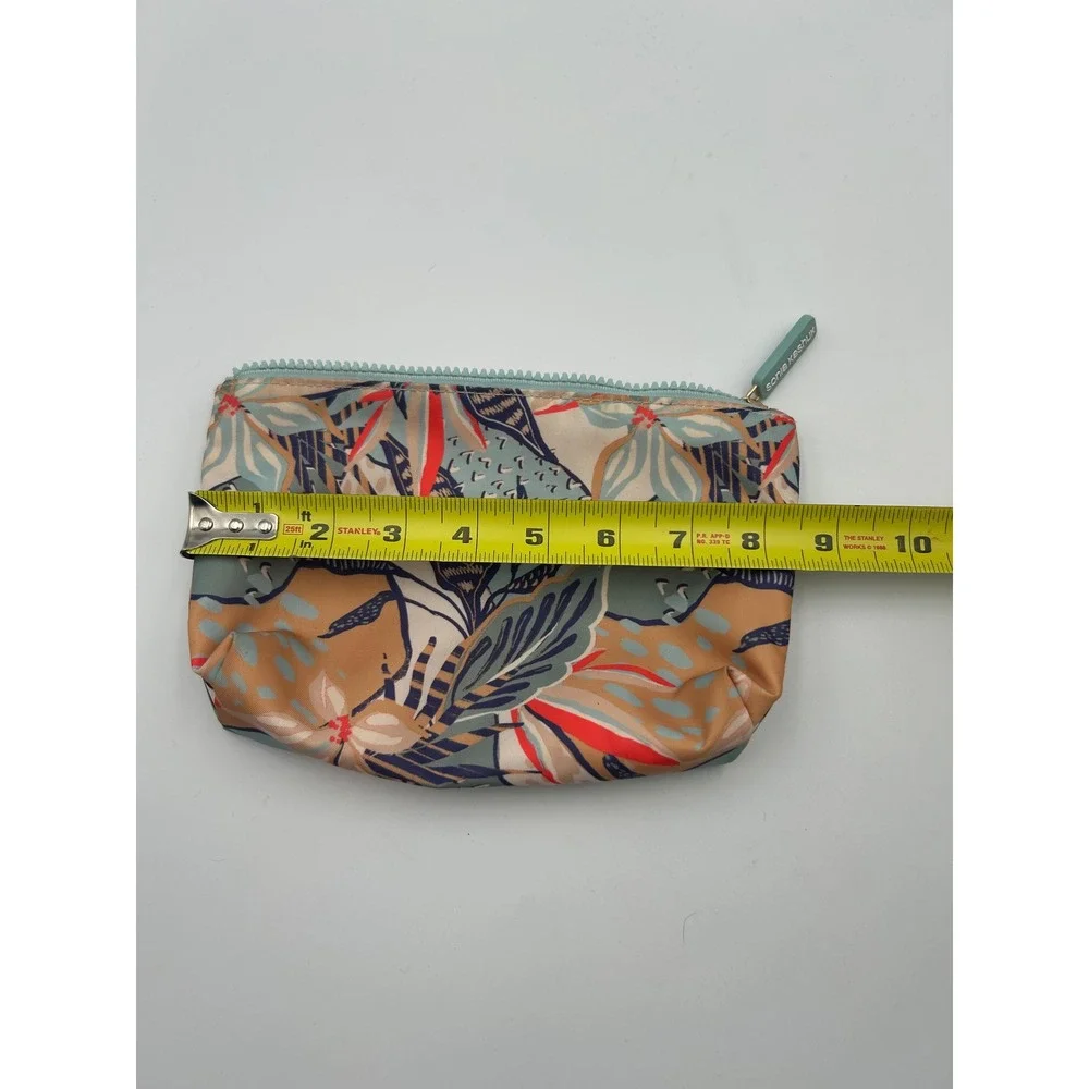Sonia Kashuk Tropical‎ Floral Makeup Bag Teal Peach Orange Zipper Pouch
